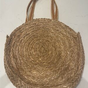 Vintage Threads  Woven Straw Boho Tote Bag - Tan